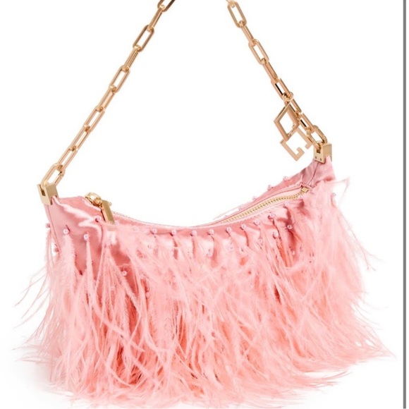 CULT GAIA Pink Ostrich Feather Purse - Picture 4 of 7